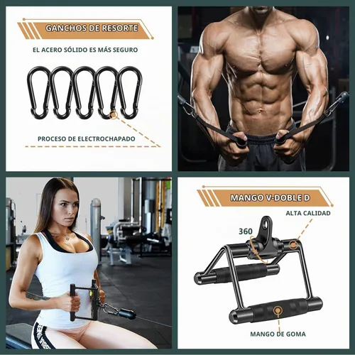 Vista 6 de Solid Cable Machine Attachment, Cable Attachments for Gym, Gym Cable Attachments, Cable Machine Attachments Set