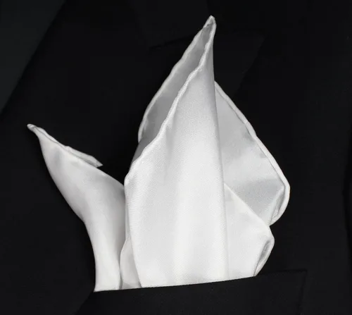 Vista 5 de Royal Silk Pañuelo cuadrado de bolsillo de seda blanca enrollado a mano de lujo de 17" cuadrado desde 1978-100% seda, Blanco
