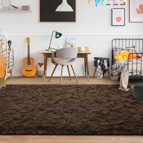Vista 5 de Foxmas Alfombras de Área Suaves y Esponjosas para Dormitorio, Habitación de los Niños, Alfombra de Guardería de Felpa Peluda, Alfombras Peludas