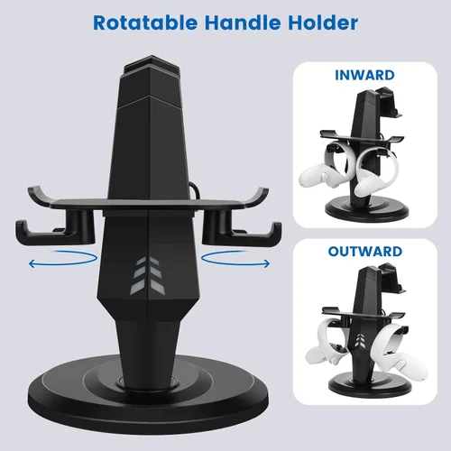 Vista 6 de Lampelc Base de carga para auriculares, soporte de pantalla de realidad virtual para MetaOculus Quest 2, RiftRift S, HTC Vive, auriculares de índice