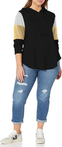Vista 4 de DOLNINE Sudaderas con capucha de talla grande para mujer, sudaderas de manga larga con bloques