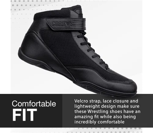 Vista 7 de CORE Zapatos de lucha Zapatos de lucha de alta tracción para hombres, mujeres, jóvenes y niños Zapatos duraderos para lucha libre, boxeo