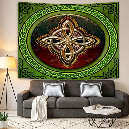 Vista 3 de SHRAPHY Tapiz celta de 60 x 40 pulgadas, tapiz nórdico vikingos, irlandés, redondo, nudo de amor, tapiz de buena suerte para sala de estar