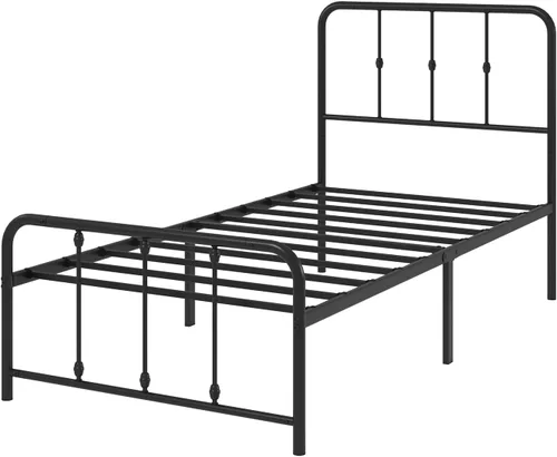 Vista 10 de Zinus Leonardo - Marco de cama con plataforma de metal, cabecero victoriano, tamaño individual Heavy Duty Bed Base, Ample Underbed Storage Space
