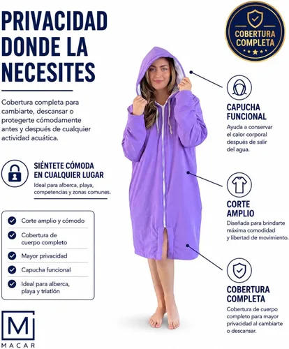 Vista 5 de MACAR Parka de natación impermeable con forro de toalla, ideal para actividades junto a la piscina y al aire libre