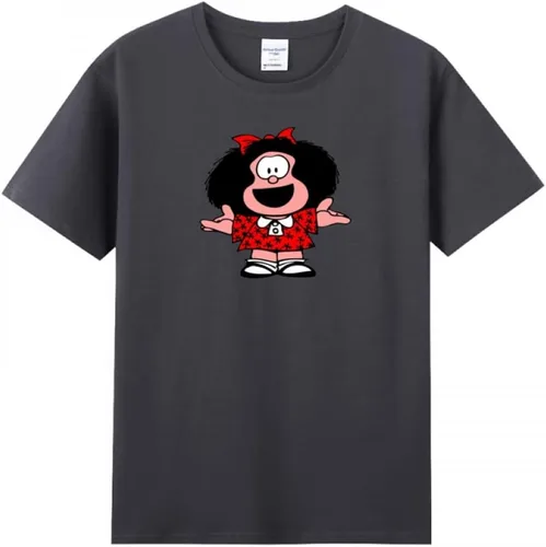 Vista 8 de Mafalda Happy - Camiseta de manga corta para mujer adulta Negro