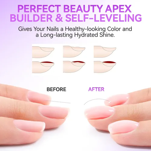 Vista 3 de Gelike EC Peachy Jelly Gel de Pegamento para Uñas - 6 en 1 Uñas Acrílicas Transparentes Extra Fuertes - Adhesivo de Extensión de Larga Duración UV