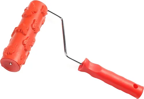 Vista 14 de Auniwaig Brocha de rodillo de pintura de goma en relieve rojo de 12.59 pulgadas para pintura de pared del hogar EG100T patrón de ladrillo DIY