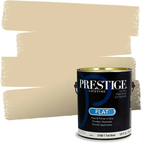 Vista 235 de PRESTIGE Pinturas de pintura exterior e imprimación en uno, 1 galón, plano, combinación comparable de Benjamin Moore* Manzanilla*