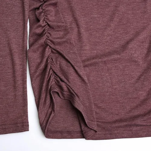 Vista 5 de GINKANA Camisa de maternidad de manga larga abombada, camisetas de embarazo con cuello redondo, camisetas básicas para mamá, blusas tipo túnica