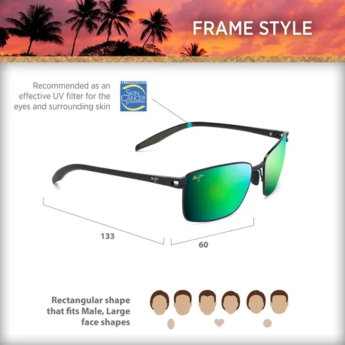 Vista 6 de Maui Jim Lentes de sol rectangulares polarizados Cove Park para hombre