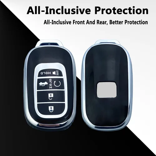 Vista 4 de Funda para llavero compatible con 2022 2023 Honda Civic Accord CR-V HR-V Pilot, llavero de TPU suave de protección completa, carcasa bonita (negro)