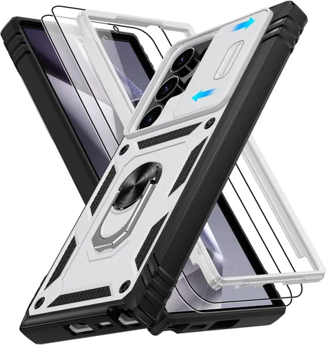 Vista 275 de Gritup Funda para Google Pixel 6 con cubierta deslizante para cámara y protector de pantalla (2 unidades), soporte de anillo giratorio 360°, funda