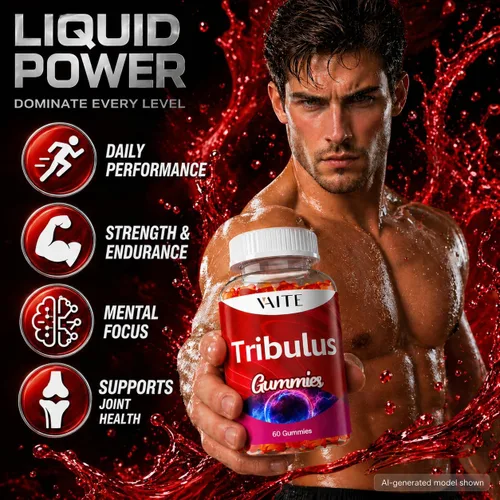 Vista 2 de VAITE Tribulus Terrestris - Gomitas de 1000 mg - 60 gomitas masticables - Veganas, sin azúcar, sin gluten, sin OMG - Fórmula diaria a base