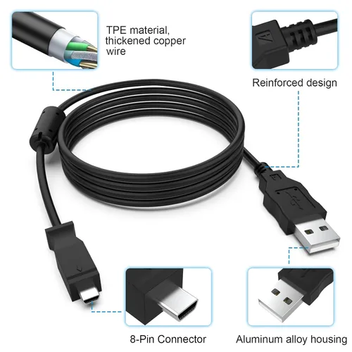 Vista 5 de Cable de sincronización de datos de cámara USB de 3.93 pies para cámara Kodak EasyShare, cable USB compatible con Kodak C140 C180 C182 C190 C310
