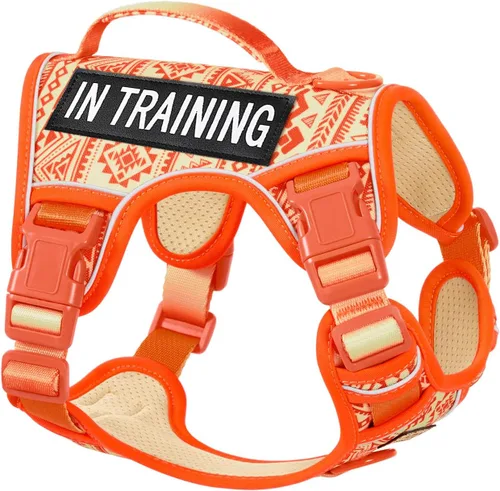 Vista 15 de Arnés para perro sin tirones para perros de tamaño pequeño, chaleco ajustable para caminar fácilmente, material Oxford transpirable, tiras Verde