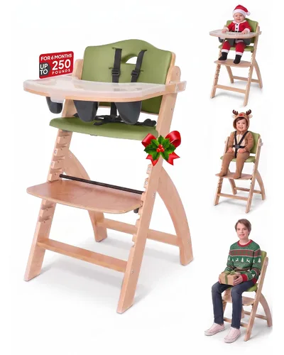 Vista 17 de Abiie Beyond Junior Convertible Wooden High Chair with Removable Tray Cojín de madera gris brumosa - Perla negra