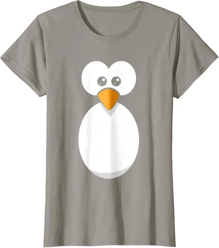 Vista 49 de Camiseta divertida con diseño de cara de pingüino o disfraz fácil, color negro, talla S
