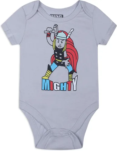 Vista 5 de Marvel Avengers - Paquete de 5 mamelucos de manga corta para recién nacidos y bebés
