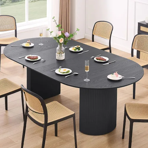 Vista 24 de WILLIAMSPACE Mesa de Comedor Extensible de Madera de 106" para 8 a 12, Mesa de Cocina Rectangular Rústica Campestre, Mesa de Comedor Grande
