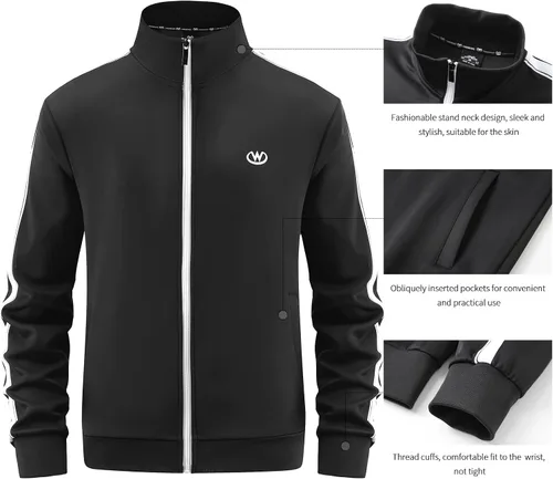 Vista 3 de Men's Tracksuits Set Long Sleeve Causal Full Zip Running Sports Sweatsuit for Men 2 Piece Outfits