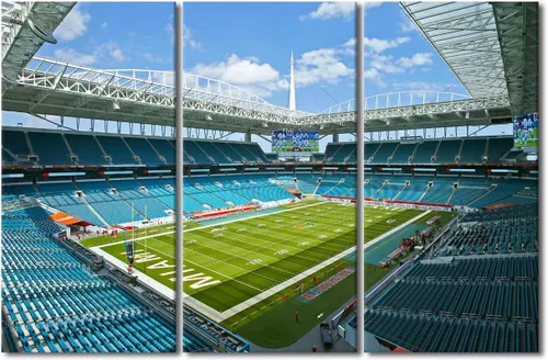 Vista 30 de TUMOVO MetLife Stadium - Decoración de pared de Nueva York, 3 piezas, lienzo, arte de pared para decoración del hogar, juegos de fútbol americano