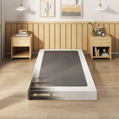 Vista 15 de EMODA Base de cama de metal resistente de 4 pulgadas con cubierta de tela, fácil montaje