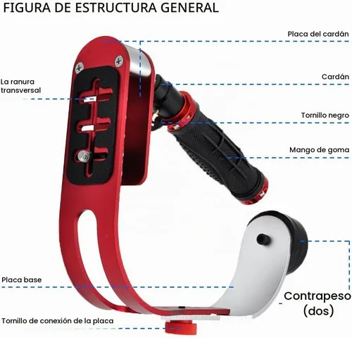 Vista 2 de AFUNTA Estabilizador de cámara réflex digital de mano profesional, compatible con GoPro, cañón, Nikon, Sony, videocámara DV, teléfono inteligente