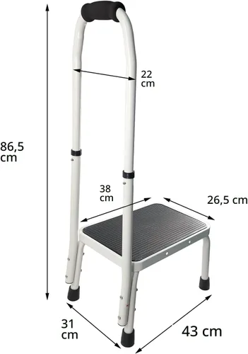 Vista 6 de Sattiyrch Taburete escalonado con asa para mayor edad, taburete resistente y ligero con plataforma antideslizante, fácil de montar, soporta