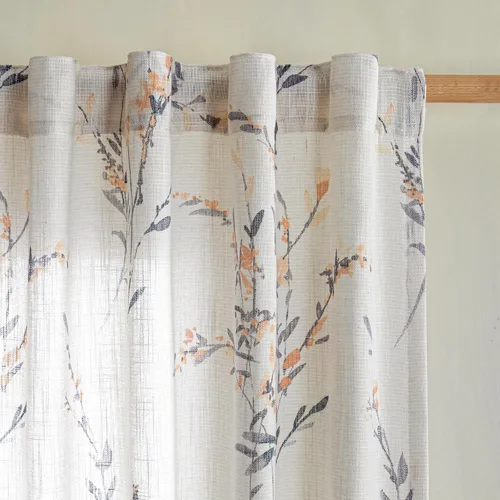 Vista 36 de MYSKY HOME Cortinas de lino transparentes de 45 pulgadas de largo para dormitorio, cocina, paneles de cortina florales, cortinas semicirverticales