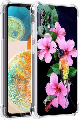 Vista 24 de Funda para Galaxy A23 5G, diseño de flores de mariposa azul, protección contra caídas, a prueba de golpes, carcasa protectora de cuerpo completo