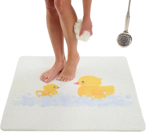 Vista 141 de Enkosi Alfombra de ducha antideslizante Loofah para suelos de ducha, bañera, baños, zonas húmedas, alfombrilla de baño acolchada con agujeros