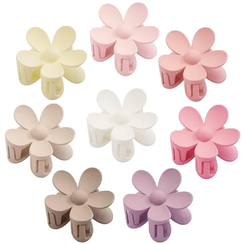 Vista 9 de Pinzas para el cabello de flores, 8 unidades, pinzas grandes para mujeres y niñas, cabello grueso y delgado, agarre fuerte, antideslizantes