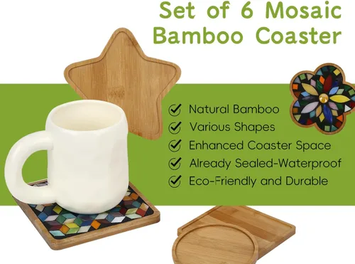 Vista 12 de Lanyani 6 bases de mosaico de madera, sustratos de varias formas para manualidades de mosaico, base de posavasos de azulejos de mosaico..