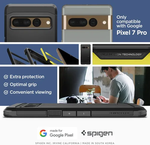 Vista 2 de Spigen Funda Tough Armor compatible con Google Pixel 7 Pro, color negro