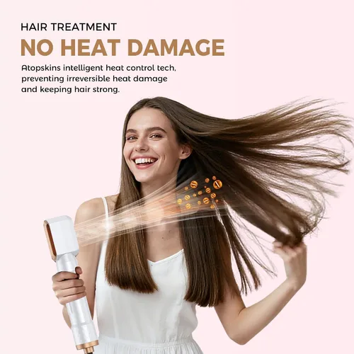 Vista 6 de Cepillo secador de cabello mágico Air Styler 6 en 1, cepillo secador iónico negativo y 3 configuraciones de calor, rizado automático desmontable
