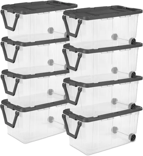 Vista 15 de Sterilite - Caja apilable modular con tapa de cierre, 16 cuartos de galón, paquete de 6 Contenedores de almacenamiento de plástico transparente