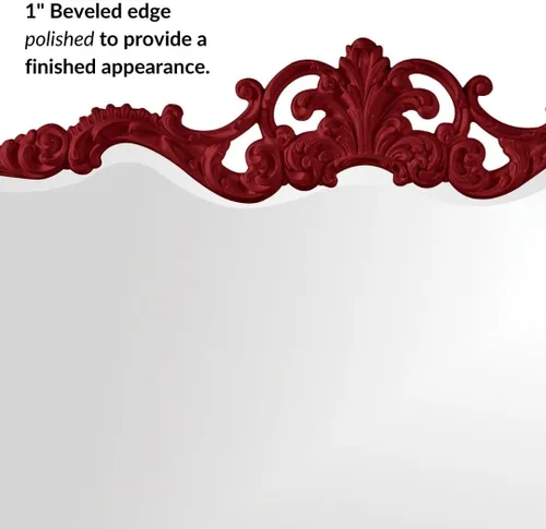 Vista 3 de Howard Elliott - Espejo decorativo rojo Talida antiguo para pared, gran punto focal rectangular, para dormitorio, sala de estar y tocador, espejo