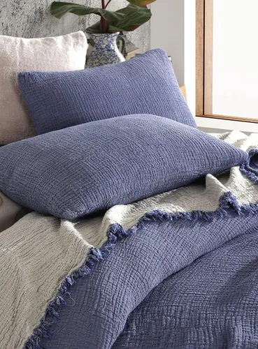 Vista 62 de Manta de gasa de algodón puro suave de 4 capas de 50 x 60 pulgadas, prelavada, sin flecos, manta de muselina ligera para uso multiusos y regalo Azul
