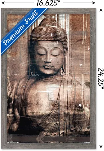 Vista 3 de Trends International Póster de pared de Buda tailandés, 14.725 x 22.375 pulgadas, versión enmarcada de madera de granero