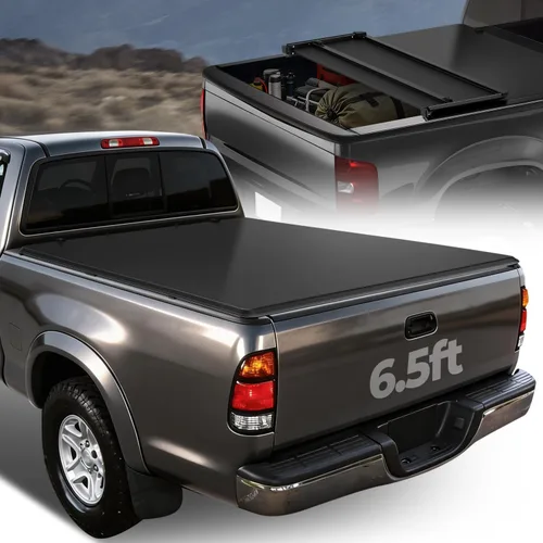 Vista 20 de Auto Dynasty - Cubierta suave de tres pliegues para plataforma de camioneta, compatible con Toyota Tundra 2014-2019, plataforma Fleetside/Styleside