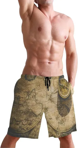 Vista 5 de Old Compass World Map - Traje de baño para hombre, de secado rápido, con bolsillos