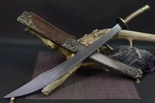 Vista 3 de Espada ancha china de acero doblado de Damasco de 39 pulgadas dinastía Qing Dao Kung Fu Sharp Sword Knight Machete