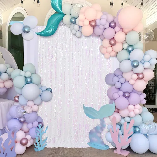 Vista 16 de Telón de fondo de lentejuelas Big Payette de 4 x 8 pies, cortinas de tela con purpurina dorada para decoración de fiesta de cumpleaños, baby shower
