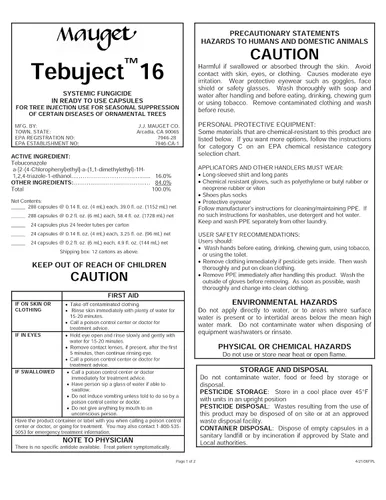 Vista 3 de Mauget Tebuject 16 0.1 fl oz, inyector de árbol, fungicida, que contiene tebuconazol 16%, 24 cápsulas