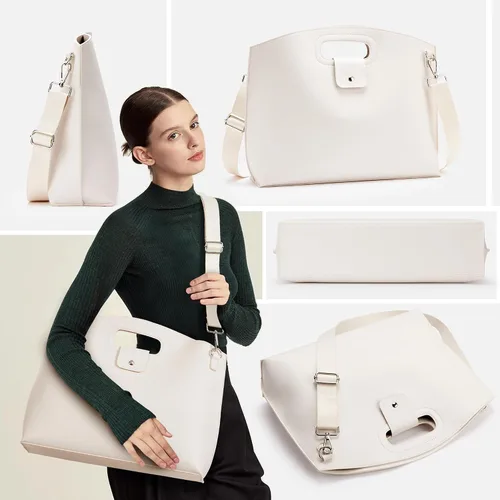 Vista 7 de KALIDI Bolso de Mensajero de 16 Pulgadas, Elegante, de Cuero Vegano, Maletín Bandolera, para Laptop de 15.6 Pulgadas, Bolso de Negocios, Trabajo