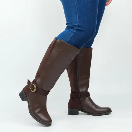 Vista 3 de Hawkwell Botas altas hasta la rodilla con cremallera lateral extra anchas para mujer