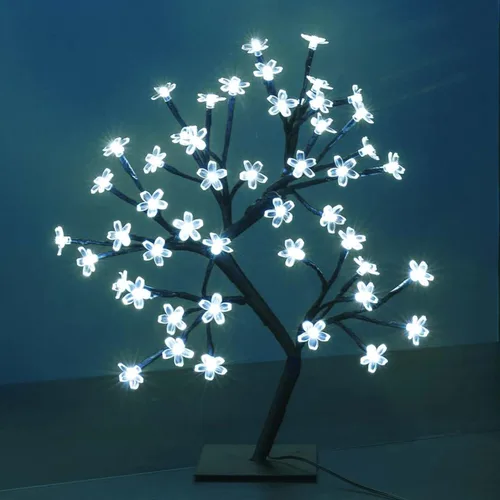 Vista 3 de Árbol de bonsái, luz artificial, luz LED, flor de cerezo, ramas ajustables, funciona con pilas para decoración de habitación y regalo (blanco)