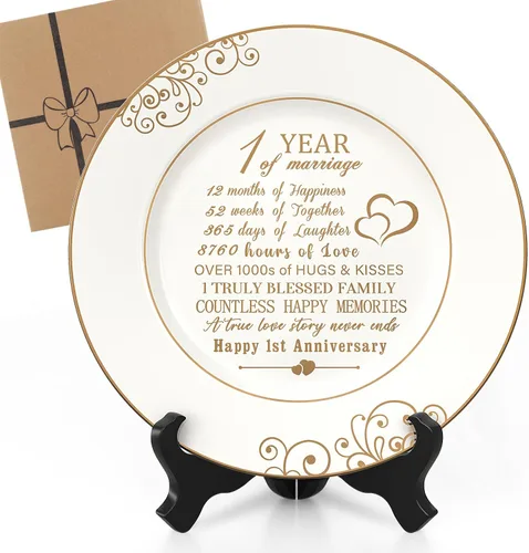 Vista 10 de Urllinz Plato del 10º Aniversario con Decoraciones de Lámina de Platino - Regalos de Estaño de Boda de 10 Años para Ella Parejas Esposa Él Marido