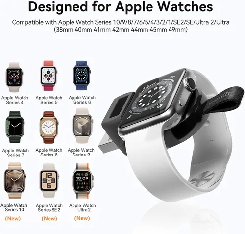Vista 2 de LVFAN Cargador para Apple Watch, cargador portátil para iWatch, cargador inalámbrico USB de carga rápida, cargador magnético inalámbrico de viaje